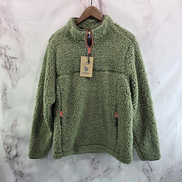 Chubbies Pullover Mens Small Green Fleece Quarter Zip High Pile Lasso Pink - Picture 1 of 10